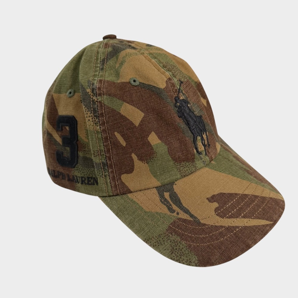 Polo Ralph Lauren Big Pony Camo Sport Chino Cap Men Strapback Baseball Hat NWT